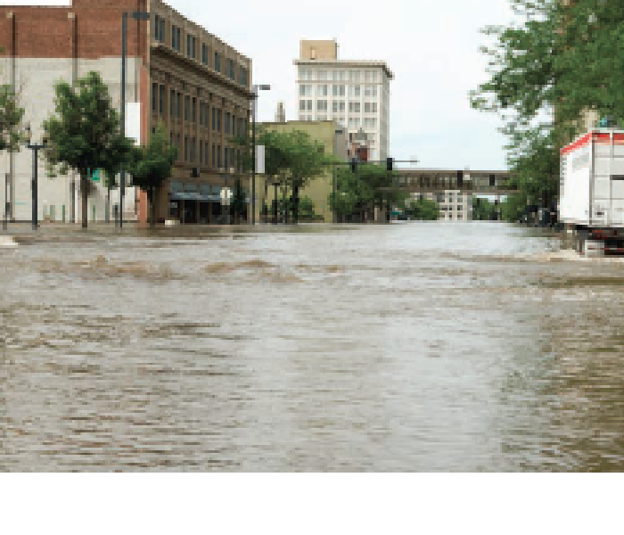 City street with flood waters